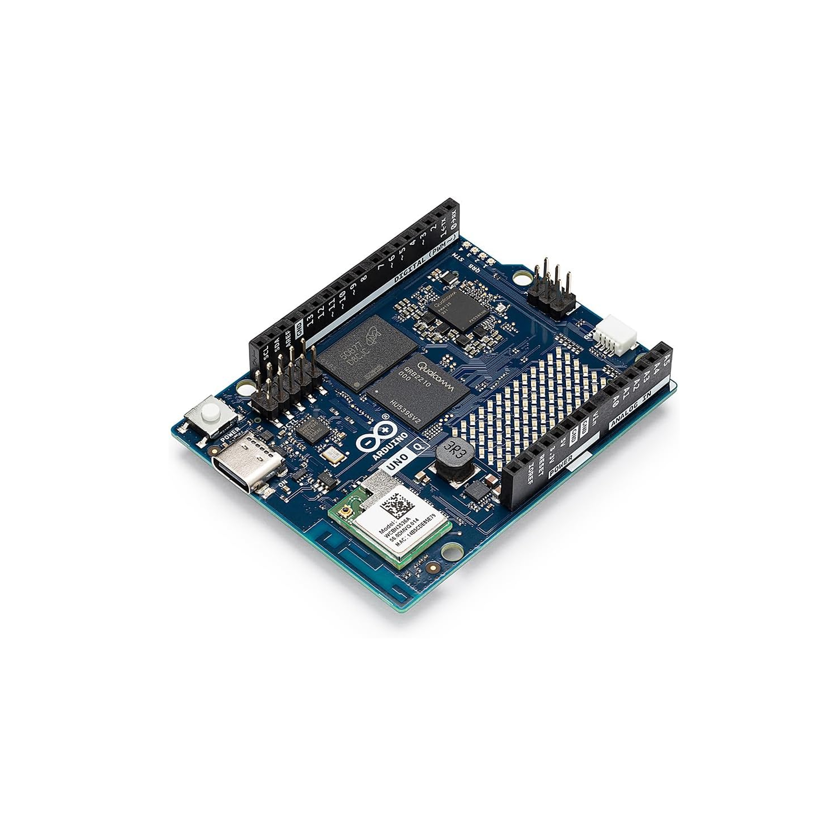 Arduino UNO Q 4GB [ABX00173] - Hybrid Board, Qualcomm Dragonwing QRB2210 microprocessor (MPU) & STM32U585 Microcontroller(MCU), AI Vision, Voice, IoT, Robotics, Linux Debian OS, Wi-Fi 5, USB-C