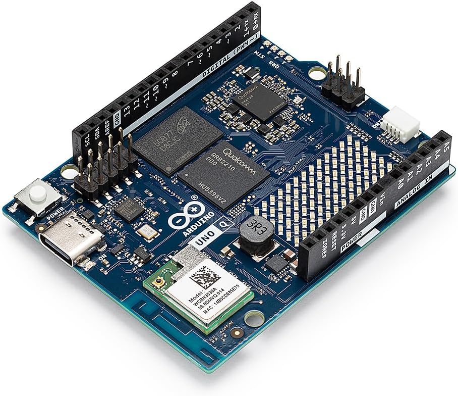 Arduino UNO Q 4GB [ABX00173] - Hybrid Board, Qualcomm Dragonwing QRB2210 microprocessor (MPU) & STM32U585 Microcontroller(MCU), AI Vision, Voice, IoT, Robotics, Linux Debian OS, Wi-Fi 5, USB-C